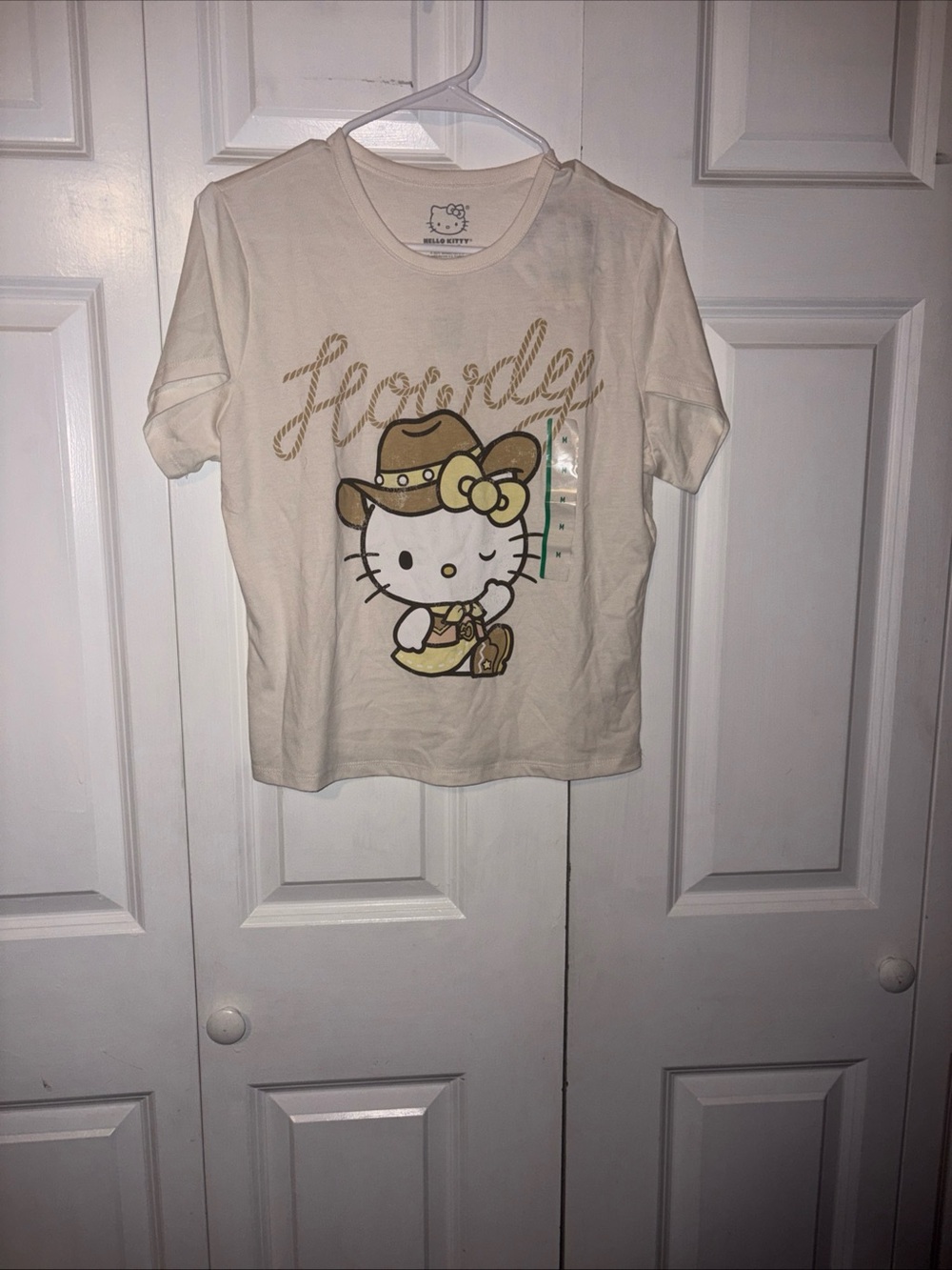 Hello Kitty Cream and Brown Cowboy Graphic Tee - Short Sleeve